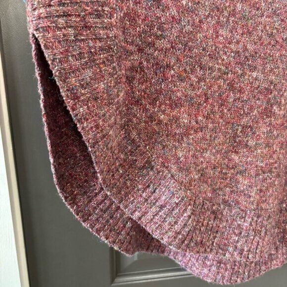 Leo & Nicole Purple Multicolor Cowl Neck Slit Hem Long Sleeve Oversized Sweater - Picture 4 of 6